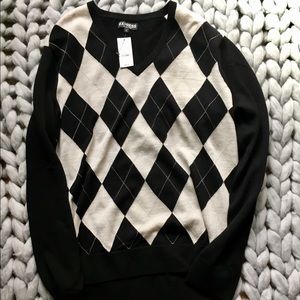 Express Argyle Long Sleeve Black Sweater